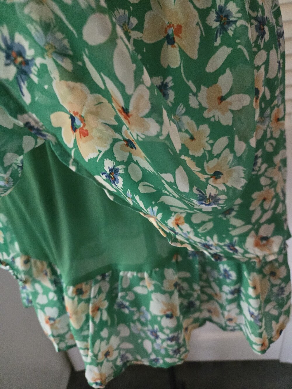 Sienna Sky Green Floral Halter Dress Ruffle Tiered Boho Cottagecore S - Picture 6 of 8